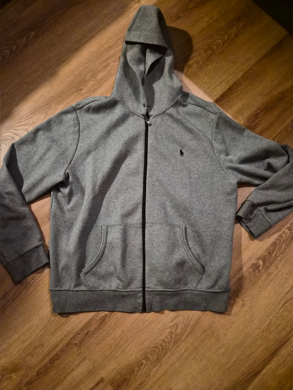 Ralph Lauren Gray Zip Hoodie with Pony Logo Xl